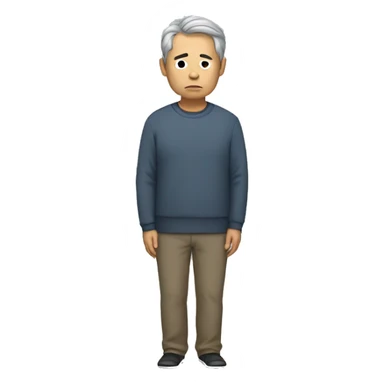 middle aged asian man sad standing full body sticker