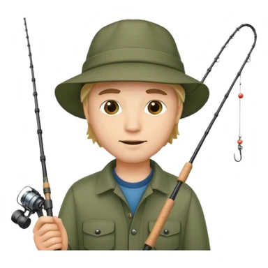 a man holding a fishing rod sticker