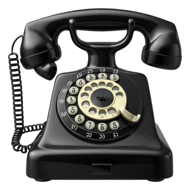 vintage rotary dial telephone, classic plastic body. sticker