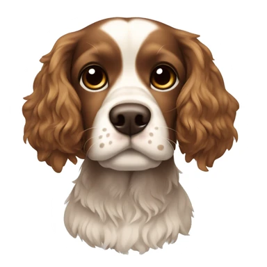 Body is dark brown little eyebrows are caramel brown white chin hair Cocker spaniel  sticker