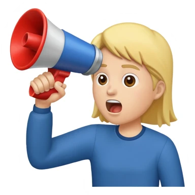  2nd pic yelling into megaphone held in right hand sticker