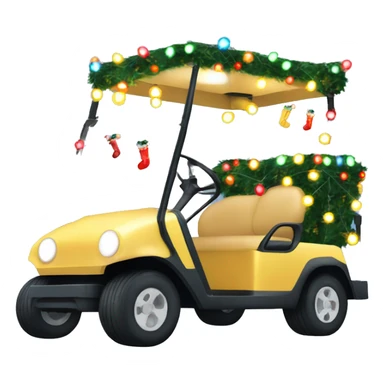 Christmas golf cart with holiday lights strung sticker