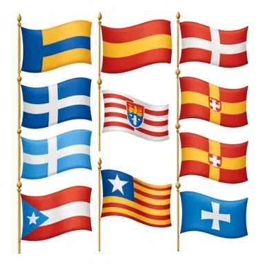 Generate a galician flag, a basque flag, a catalan flag, a breton flag, a corsican flag, a occitan flag, a samis flag and a Québec flag sticker