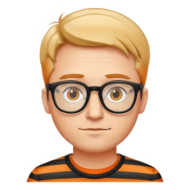 Man with glasses wearing a black and orange striped shirt sticker
