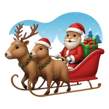  capybaras pulling a sleigh with santa hats sticker