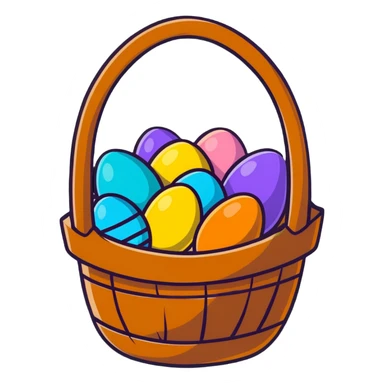 Easter basket filled with decorated eggs sticker