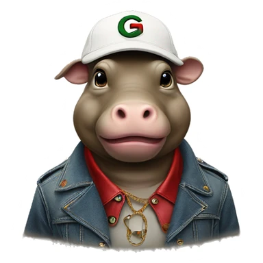 un hippopotame avecune casquette gucci su un t-max sticker