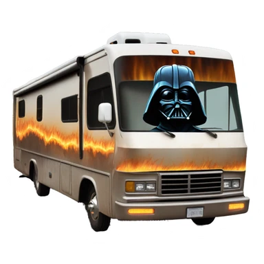 Darth Vader’s 1972 Winnebago rv rusted holographic flames  sticker