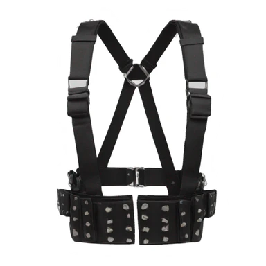 Black punk fashion chest harness on white background sticker