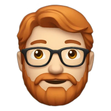 Red smooth haired man with beard and glasses making a saddle bag sticker