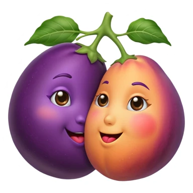Eggplant kisses a peach sticker