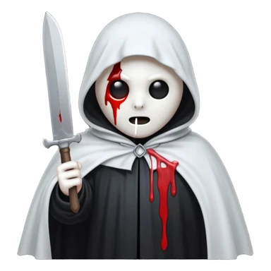 make a ghost face emoji with a cloak on and a bloody knife from the movie scream sticker