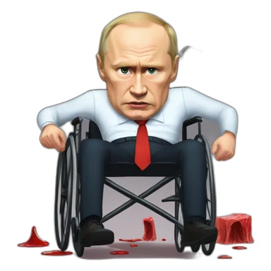 Sad meat cube angry blood big wheelchair vladimir putin sticker