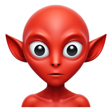 red alien with big black eyes sticker