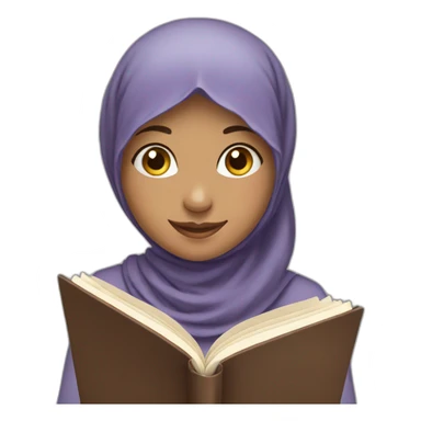 Girl in hijab reading a book and smiling sticker