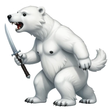 Polar bear with saber fangs and a wolf’s tail; full body sticker