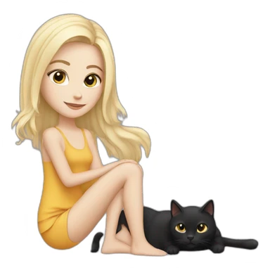 Blond white girl with black cat sticker