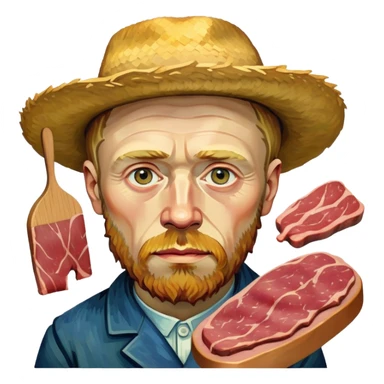 portrait of van gogh with spam meat painting  sticker