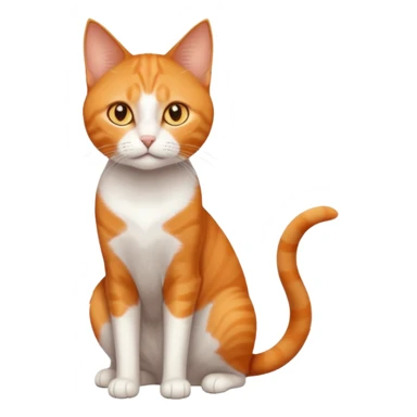 full body orange domestic shorthair slim cat with yellow/orange eyes with a white triangle on his nose sticker