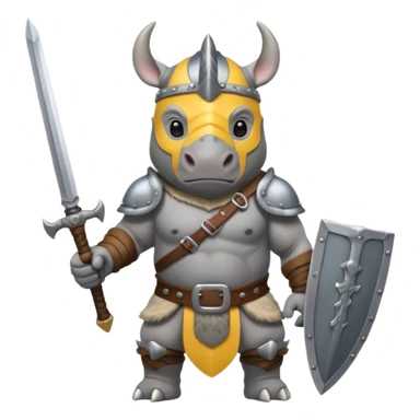 rhino with viking helmet and sword sticker