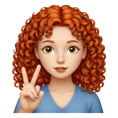 Redheaded girl with curly hair doing peace sign sticker