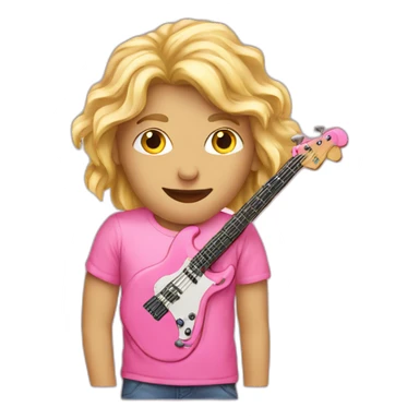 long-blond-bassguitar-player-pink-Tshirt-pink sticker
