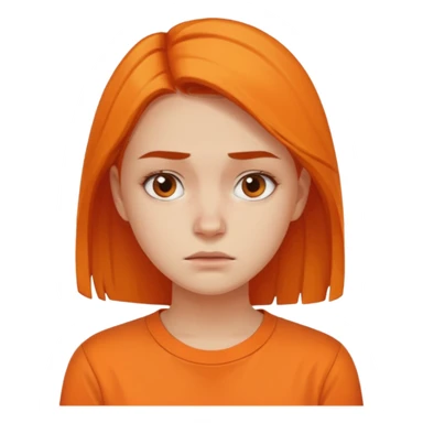 25 year old woman in orange shirt, she looks like she is in pain sticker