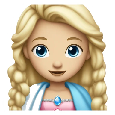 Little blonde princess with blue eyes with pink princess crown sticker