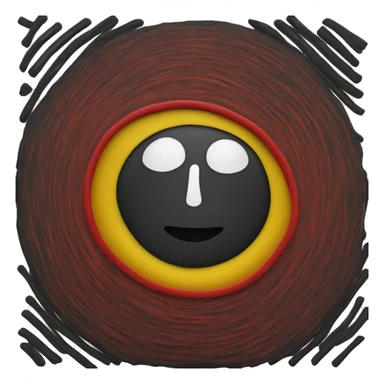 A wavy black and red rectangle with medium yellow circle in middle sticker