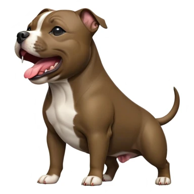 cinematic-[yawning Staffordshire bull terrier]-realistic-full-body-standing-emoji,-tail-resting-loosely-beside-its-paws,-head-tilted-dramatically, -sleek-[dark solid brindle]-fur,-simplified-yet-realistic-focused-features,-highly-detailed,-glowing-with-an-almost-sarcastic-glow sticker