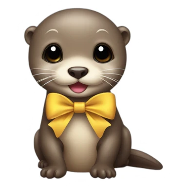 Baby otter wearing a bow sticker