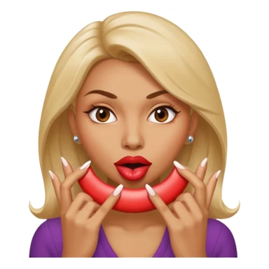 Big lips long nails bestie circle head biting her nails  sticker