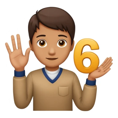 🤷🏻‍♂️ number 6 in left hand and number 7 in the right hand sticker