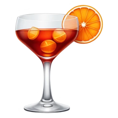 negroni cocktail glass with orange garnish sticker
