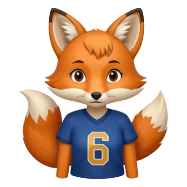 A cute girl fox with a bushy tail wearing a LA Rams shirt - with the number 69 on it sticker