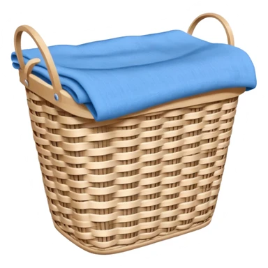 white LAUNDRY BASKET WITH FOLDED blue CLOTHES sticker