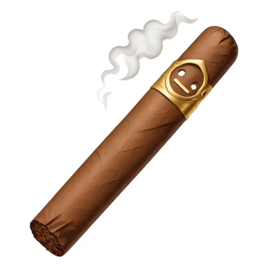 Emoji-style cigar icon, dark brown wrapper, subtle smoke, minimalistic, clean silhouette sticker