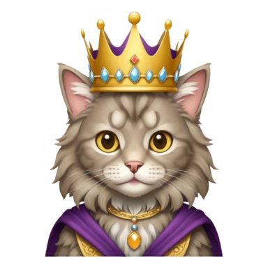 Fluffy grey and tan maincoon cat dressed like the queen of England sticker
