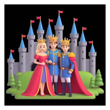 young king and queen posing, castle background sticker