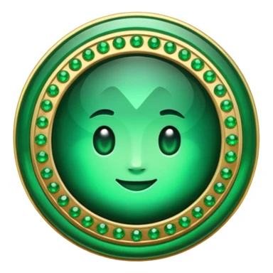 Create a custom emoji badge featuring a stylized, letter “S”. Theme it according to the Emerald rank from League of Legends. Use deep green gemstones, bright emerald glows, and polished metallic framing. Luxurious and clean.
 sticker