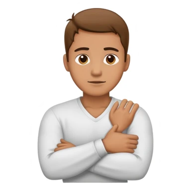 Guy holding his neck with his arms crossed over his chest sticker