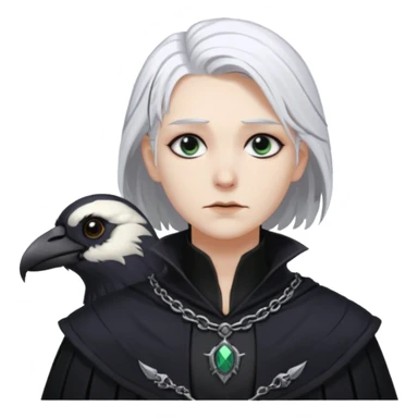 necromancer with black raven outfit white hair sticker