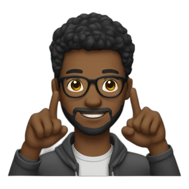 Young Black man with glasses with a beard that makes a finger of honor sticker