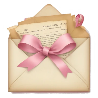 vintage love letters in envelope tied with a baby pink ribbon  sticker