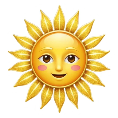 sun in 2d golden glitter in colour without face sticker