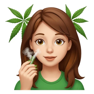Girl happy smelling marijuana  sticker