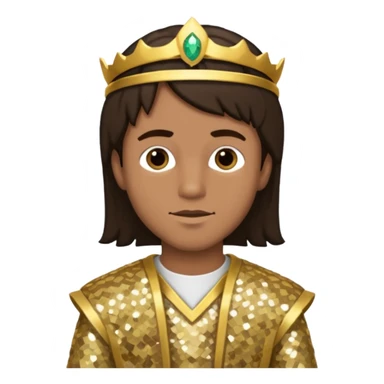 Joshua from The Bible with dark brown hair, gold sequin outfit sticker