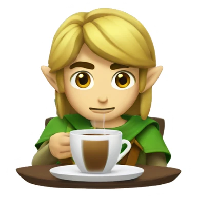 link from legend of zelda drinking coffee sticker