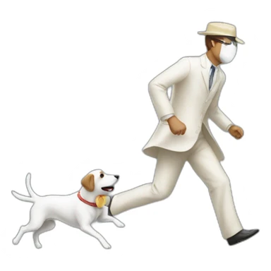 invisible man chasing a dog sticker