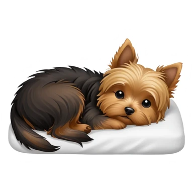 Yorkshire terrier sleeping on bed sticker